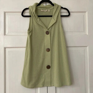 Soft‎ Surroundings Tunic 3 Button Vest Sleeveless Shawl Sweater Top Size Small